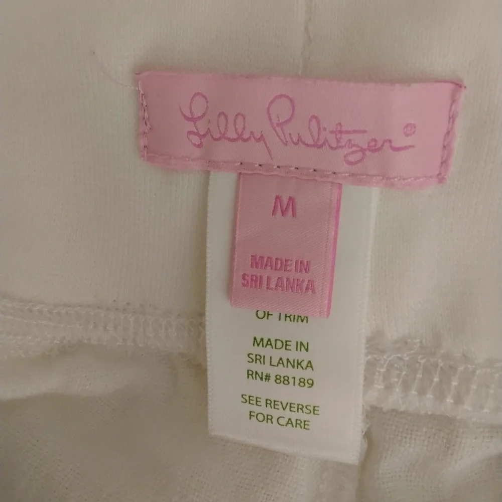 Lilly Pulitzer Medium White Wide Leg Pants Women’s Drawstring Waist Resort Wear” - Picture 3 of 4